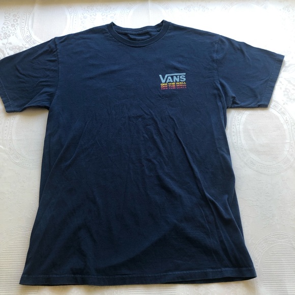 Vans Of The Wall Men’s Size M Blue T-Shirt Short Sleeves Logo Print Casual Tee - Picture 2 of 12